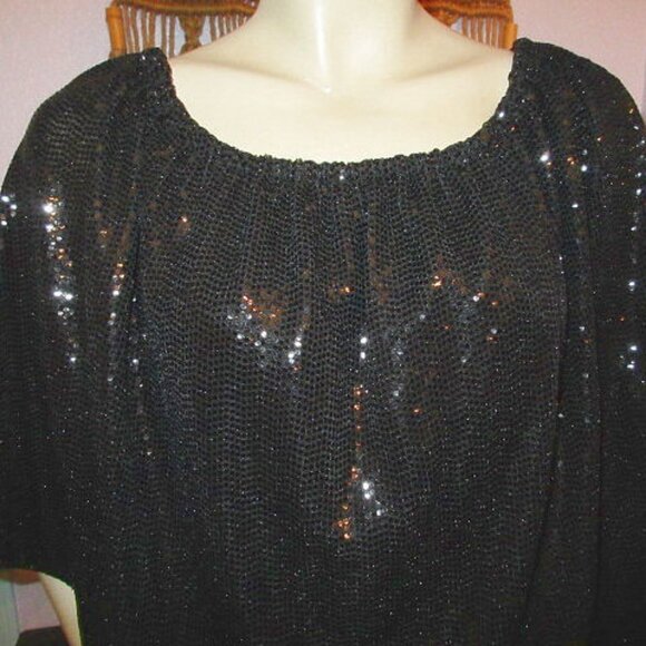 Prelude Sequin Poncho Top Size XXL Asymmetrical Layered Look Witchy Whimsigoth - Picture 5 of 14